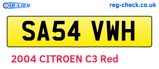SA54VWH are the vehicle registration plates.