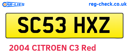 SC53HXZ are the vehicle registration plates.