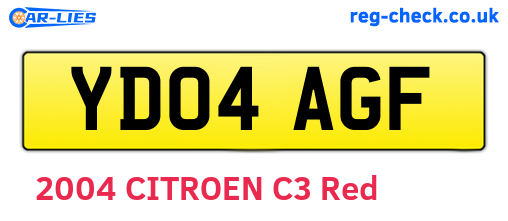 YD04AGF are the vehicle registration plates.