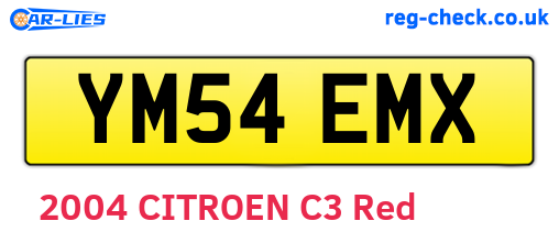 YM54EMX are the vehicle registration plates.