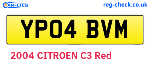YP04BVM are the vehicle registration plates.