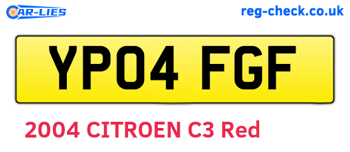 YP04FGF are the vehicle registration plates.