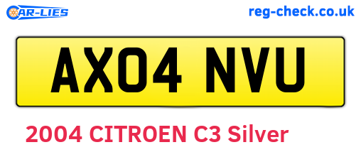 AX04NVU are the vehicle registration plates.