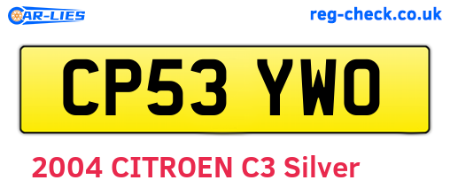 CP53YWO are the vehicle registration plates.