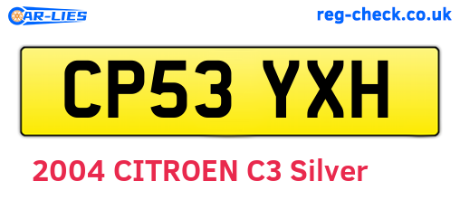 CP53YXH are the vehicle registration plates.