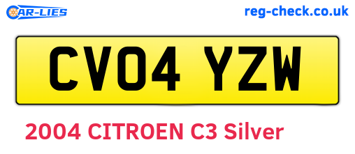 CV04YZW are the vehicle registration plates.