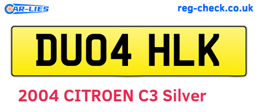 DU04HLK are the vehicle registration plates.