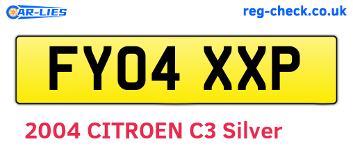 FY04XXP are the vehicle registration plates.