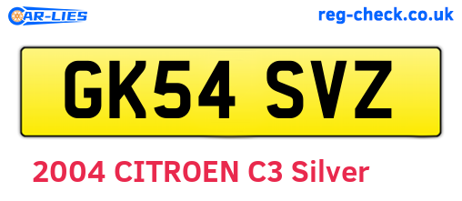 GK54SVZ are the vehicle registration plates.