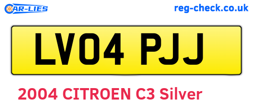 LV04PJJ are the vehicle registration plates.