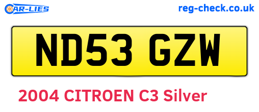 ND53GZW are the vehicle registration plates.