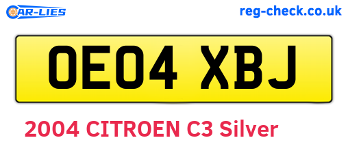 OE04XBJ are the vehicle registration plates.