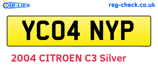 YC04NYP are the vehicle registration plates.