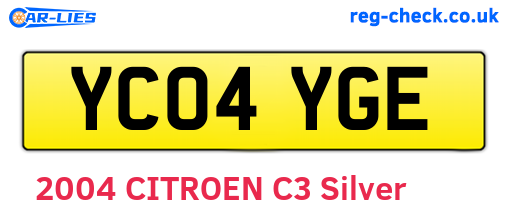 YC04YGE are the vehicle registration plates.