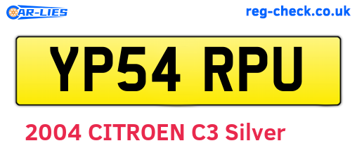 YP54RPU are the vehicle registration plates.