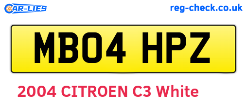MB04HPZ are the vehicle registration plates.