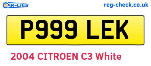 P999LEK are the vehicle registration plates.