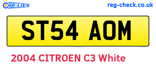 ST54AOM are the vehicle registration plates.