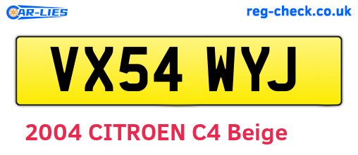 VX54WYJ are the vehicle registration plates.