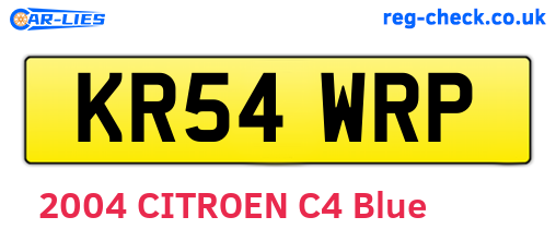 KR54WRP are the vehicle registration plates.
