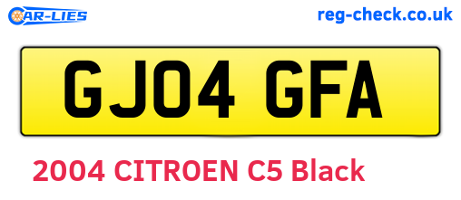 GJ04GFA are the vehicle registration plates.