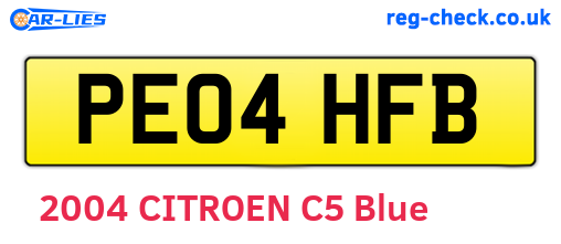 PE04HFB are the vehicle registration plates.