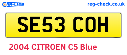 SE53COH are the vehicle registration plates.