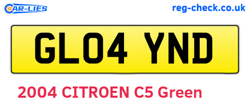 GL04YND are the vehicle registration plates.