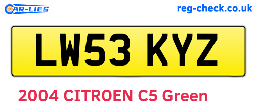 LW53KYZ are the vehicle registration plates.