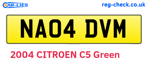 NA04DVM are the vehicle registration plates.