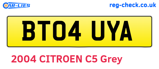 BT04UYA are the vehicle registration plates.