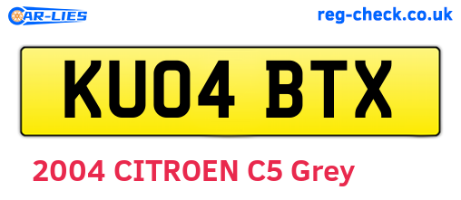 KU04BTX are the vehicle registration plates.
