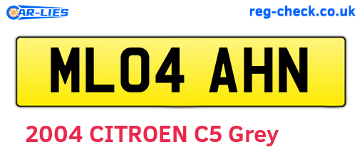 ML04AHN are the vehicle registration plates.