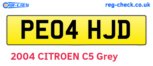 PE04HJD are the vehicle registration plates.