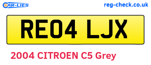 RE04LJX are the vehicle registration plates.