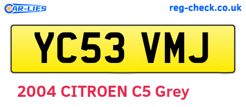 YC53VMJ are the vehicle registration plates.
