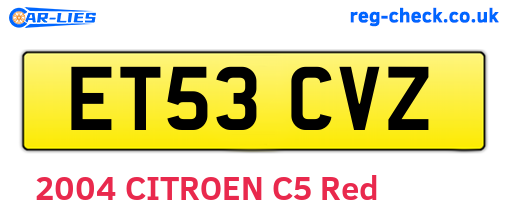 ET53CVZ are the vehicle registration plates.