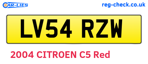 LV54RZW are the vehicle registration plates.