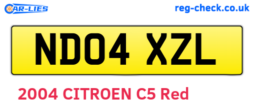 ND04XZL are the vehicle registration plates.