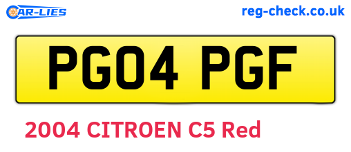 PG04PGF are the vehicle registration plates.