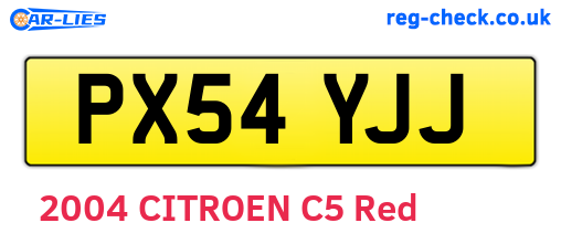PX54YJJ are the vehicle registration plates.