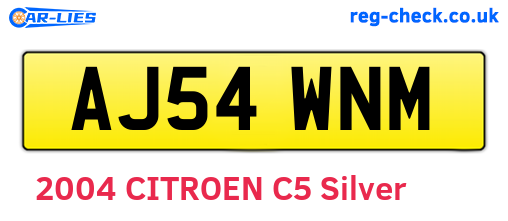AJ54WNM are the vehicle registration plates.