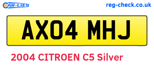 AX04MHJ are the vehicle registration plates.
