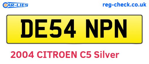 DE54NPN are the vehicle registration plates.