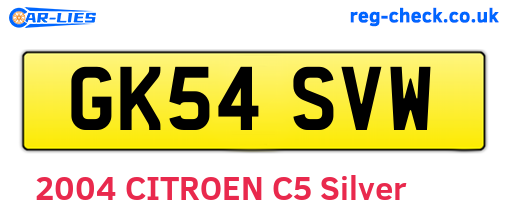 GK54SVW are the vehicle registration plates.