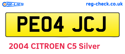 PE04JCJ are the vehicle registration plates.