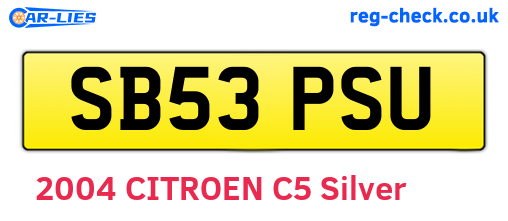 SB53PSU are the vehicle registration plates.