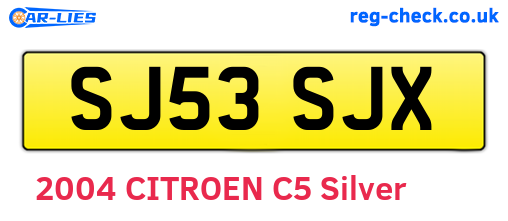 SJ53SJX are the vehicle registration plates.