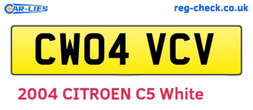 CW04VCV are the vehicle registration plates.