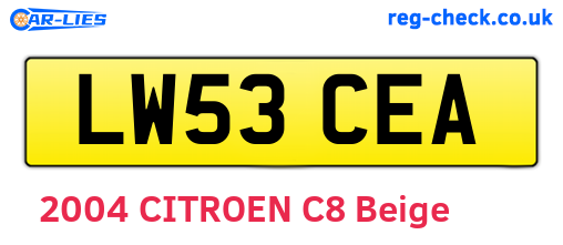 LW53CEA are the vehicle registration plates.